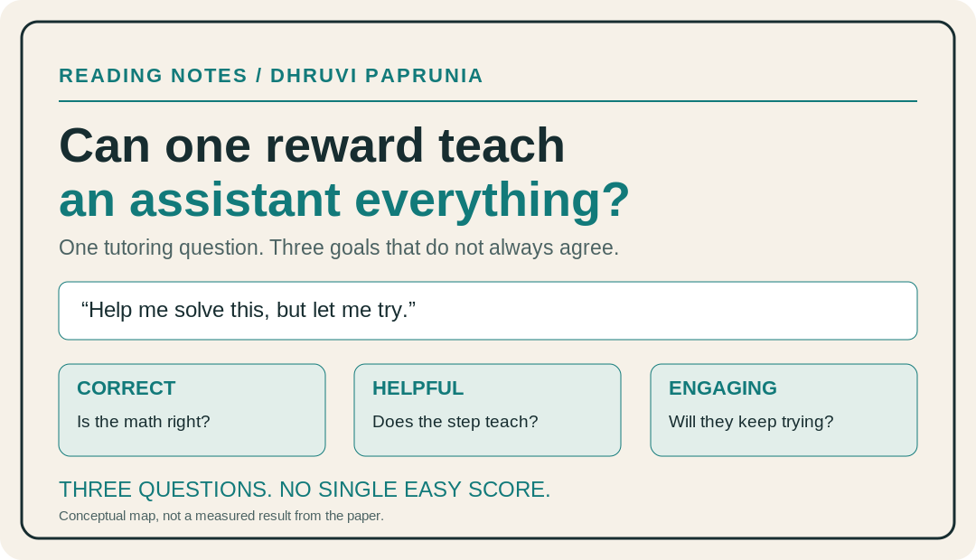 Can one reward teach an assistant everything? cream and teal cover